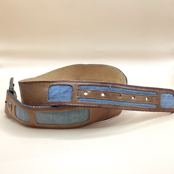 Vintage Ronaldo Leather Belt With Denim Accents - Picture 2 of 13